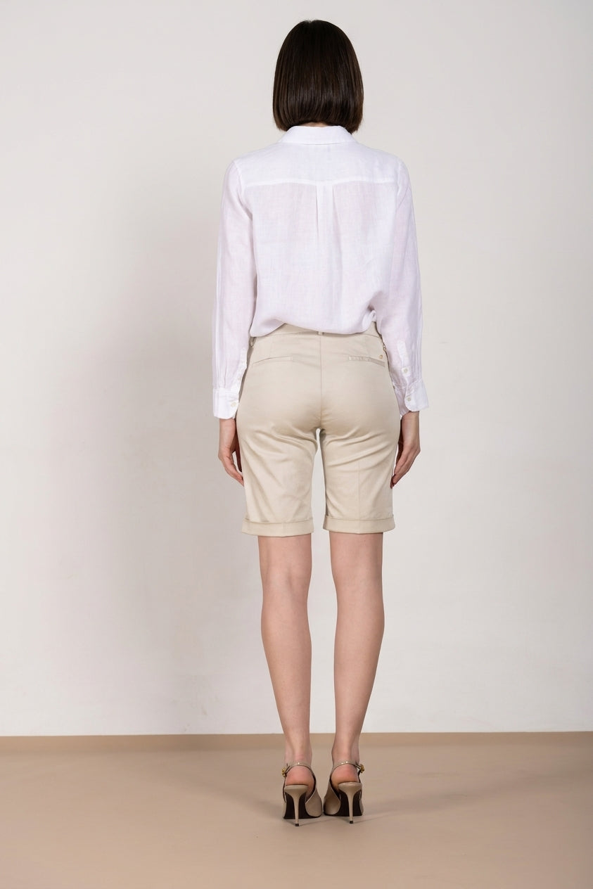 New York bermuda chino donna in raso stretch slim fit