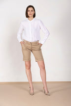 New York bermuda chino femme en satin stretch slim fit
