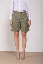 Brigitte bermuda chino donna in cotone e lino fiammato relaxed fit