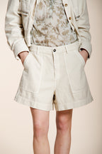 Dallas women's cargo bermuda in slub cotton relaxed fit