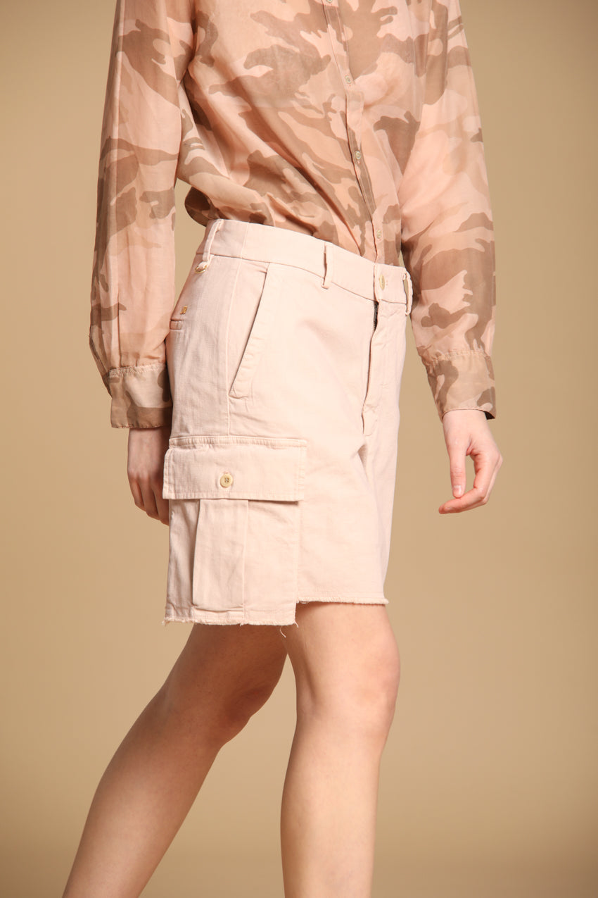 Judy bermuda cargo donna in panama fiammata di cotone relaxed fit