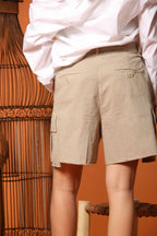 Judy bermuda cargo femme en panama flammé de coton relaxed fit