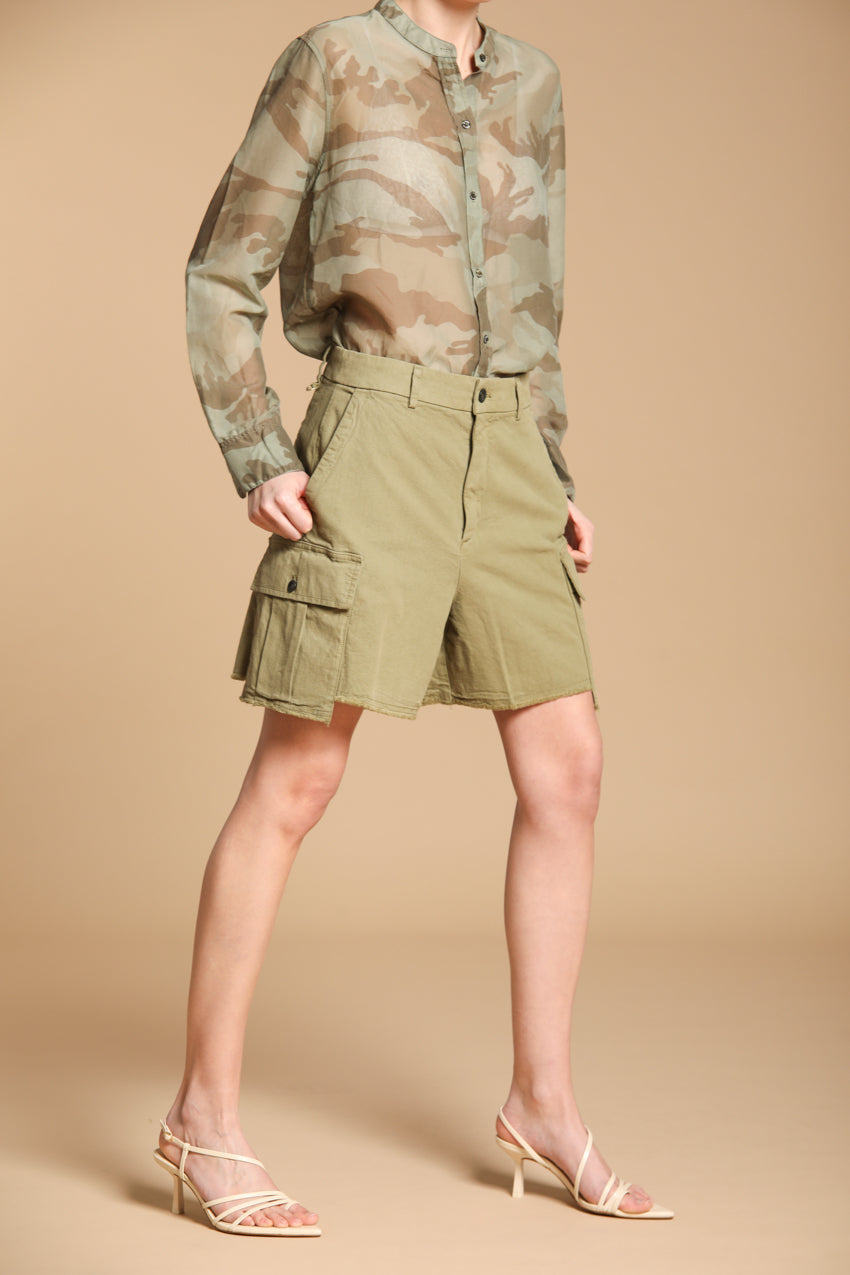 Judy bermuda cargo mujer en panamá flameado de algodón relaxed fit