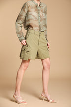 Judy bermuda cargo mujer en panamá flameado de algodón relaxed fit