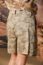 Judy bermuda cargo femme en twill de coton motif camouflage sable Relaxed fit
