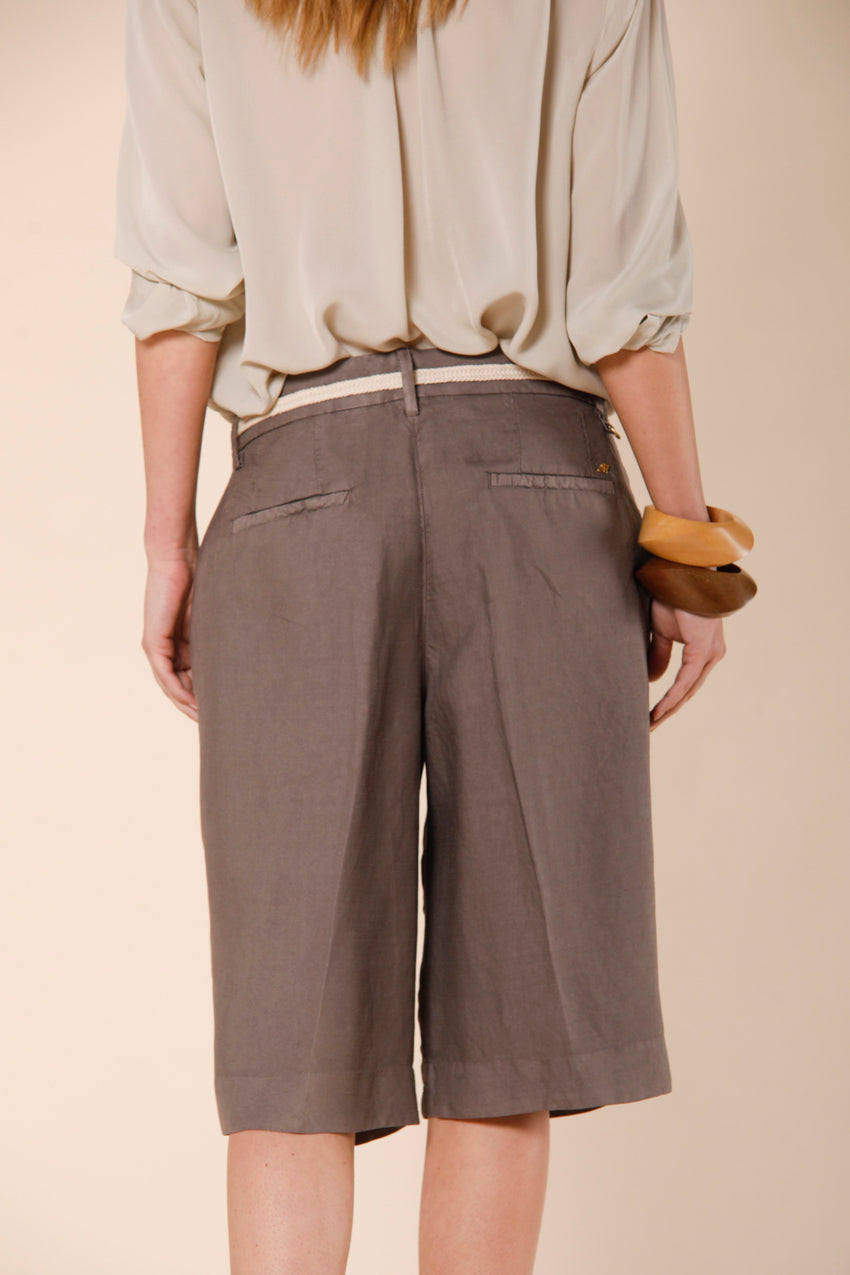 image 4 of woman's chino bermuda in tencel and linen  new york straight model in brownish regular fit by mason's