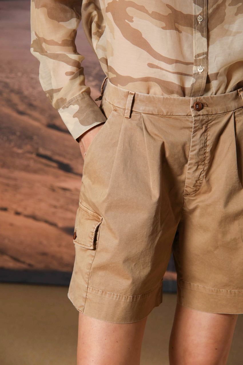 New York 1 Pinces Cargo bermuda cargo femme en twill léger de coton relaxed fit