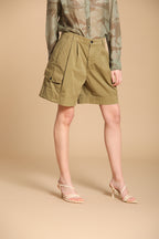 New York 1 Pinces Cargo bermuda cargo mujer en sarga ligera de algodón relaxed fit