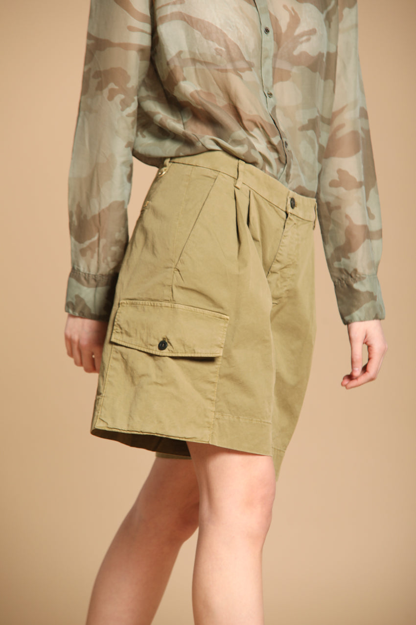 New York 1 Pinces Cargo bermuda cargo mujer en sarga ligera de algodón relaxed fit