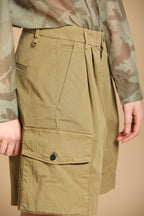 New York 1 Pinces Cargo bermuda cargo mujer en sarga ligera de algodón relaxed fit