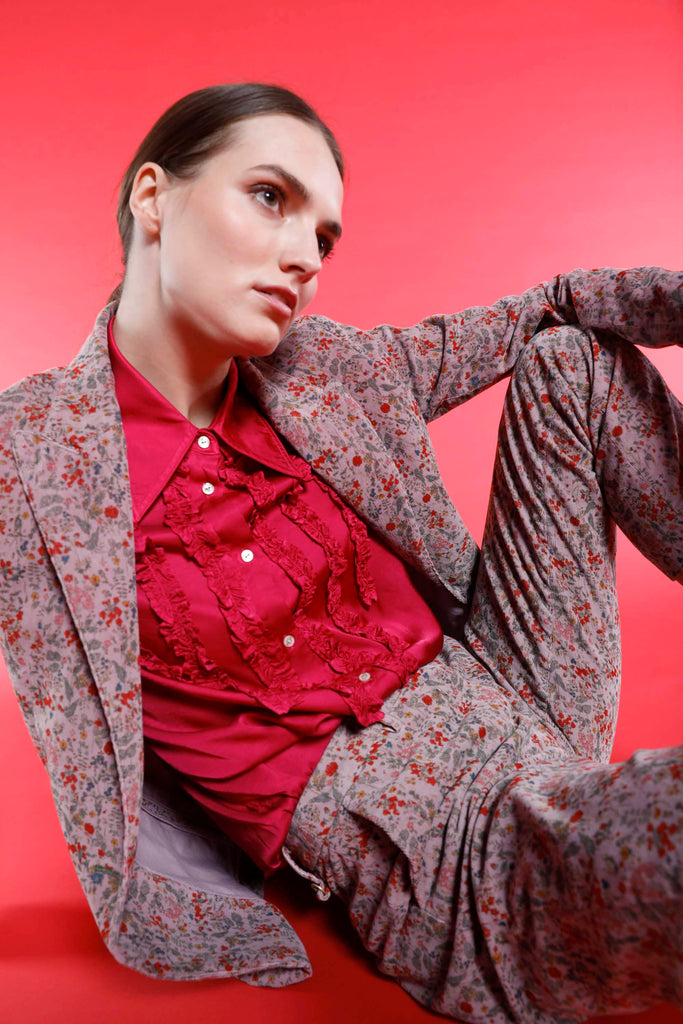 Immagine 2 di camicia donna in viscosa fuxia con rouches modello Nicole Nas di Mason's