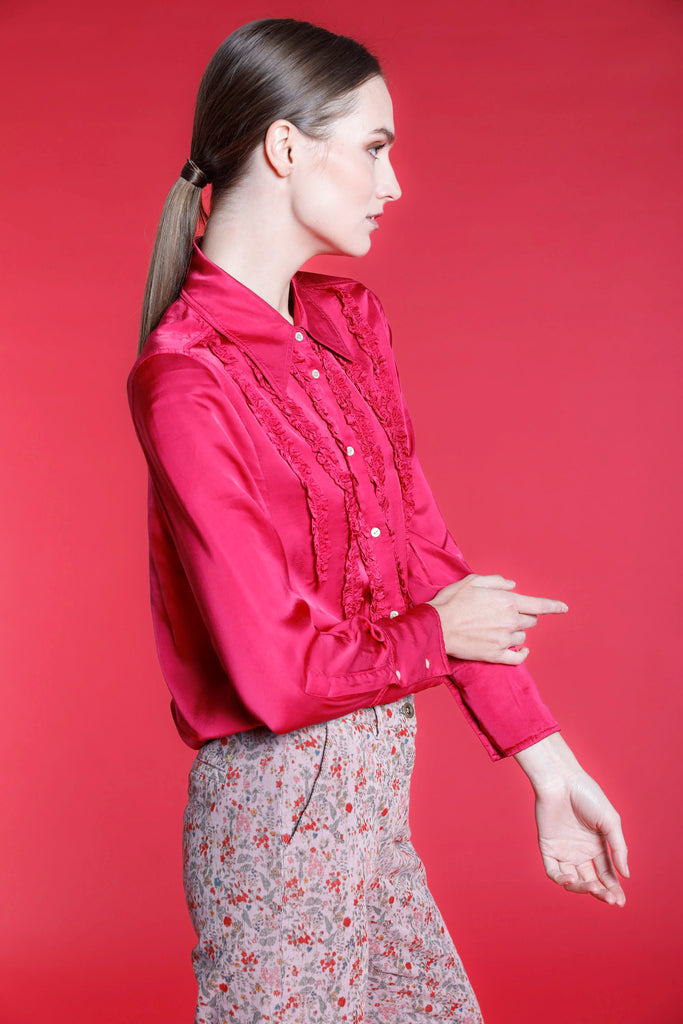 Immagine 4 di camicia donna in viscosa fuxia con rouches modello Nicole Nas di Mason's