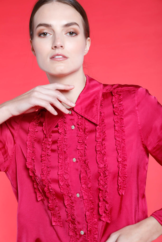 Immagine 3 di camicia donna in viscosa fuxia con rouches modello Nicole Nas di Mason's