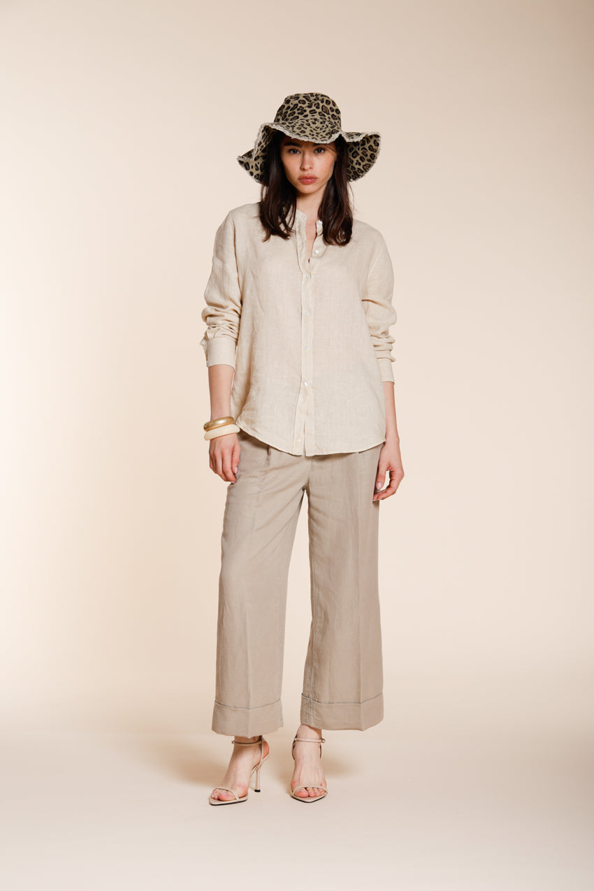 Delhi camisa mujer de manga larga en tela de lino