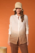 Delhi camicia donna a manica lunga in ramié con collo alla coreana