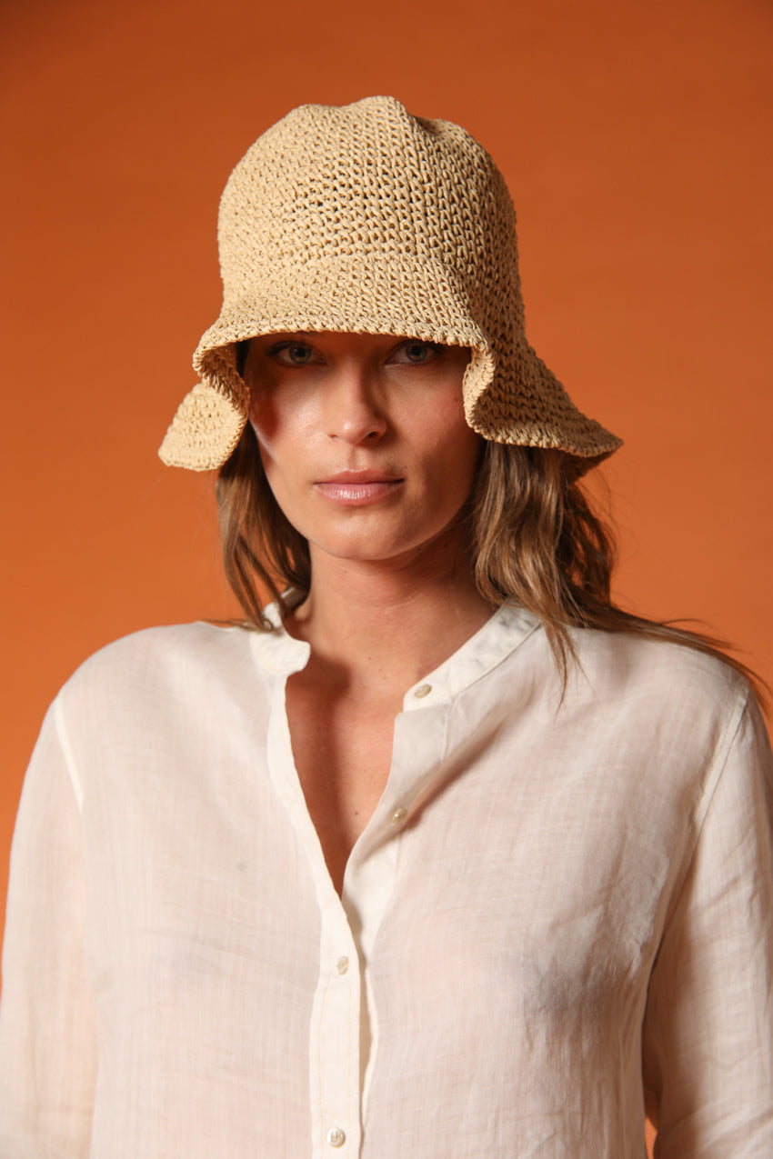 Delhi camicia donna a manica lunga in ramié con collo alla coreana