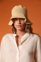 Delhi camicia donna a manica lunga in ramié con collo alla coreana