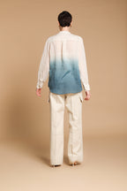 Delhi camicia donna a manica lunga in ramié con collo alla coreana