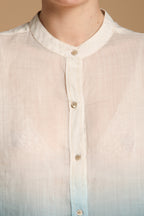 Delhi camicia donna a manica lunga in ramié con collo alla coreana