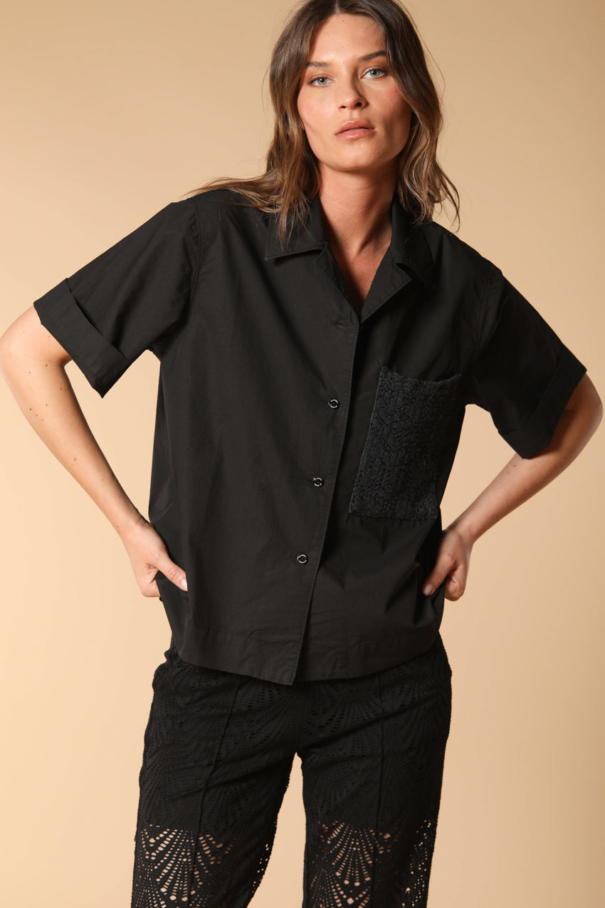 Florida camisa de mujer de manga corta en popelina