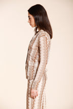 Elaisa camicia donna a manica lunga in maglia fantasia a resca lurex