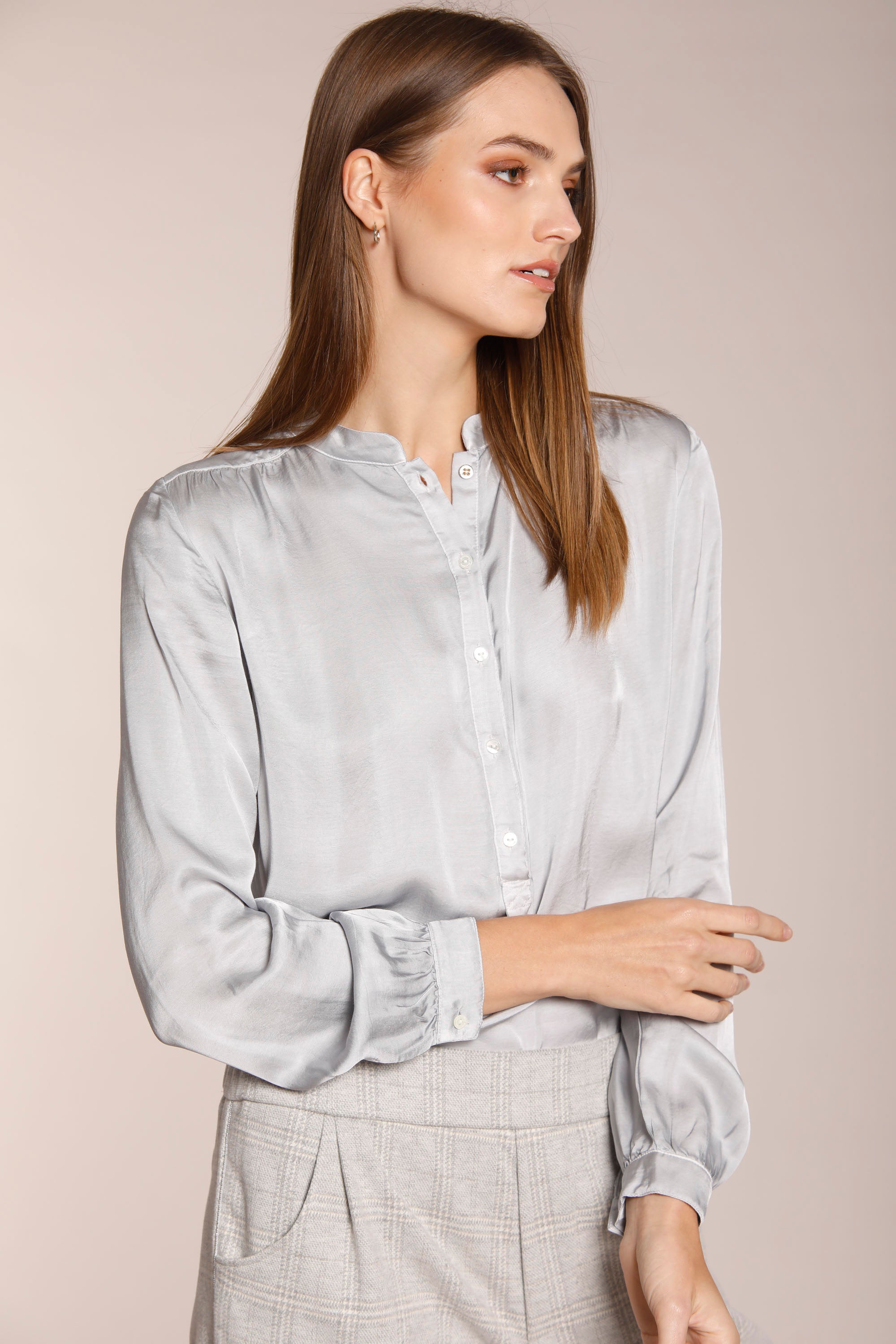 Image 1 de la chemise en viscose femme, gris clair, modèle Margherita Shirt par Mason's