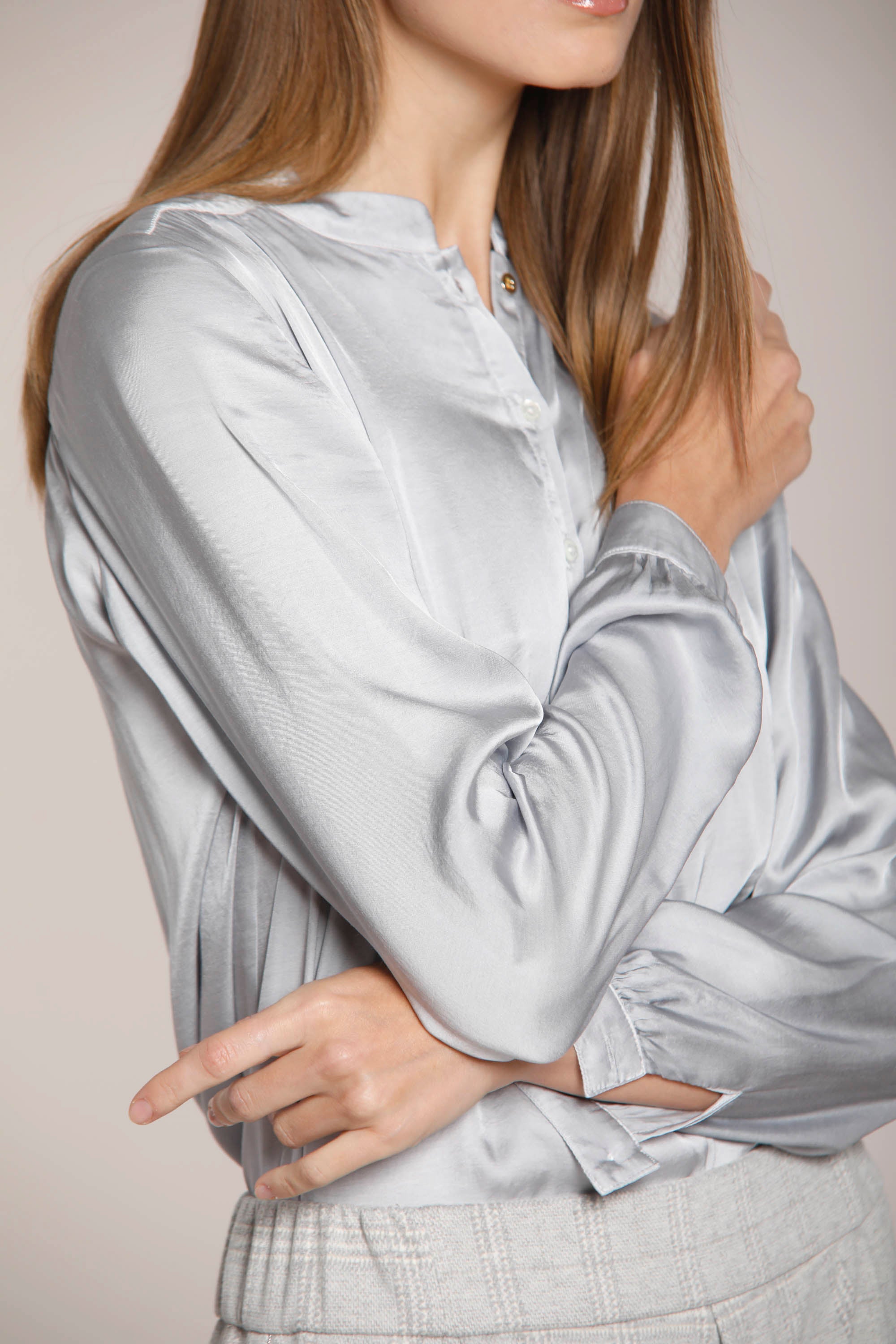 Image 5 de la chemise en viscose femme, gris clair, modèle Margherita Shirt par Mason's