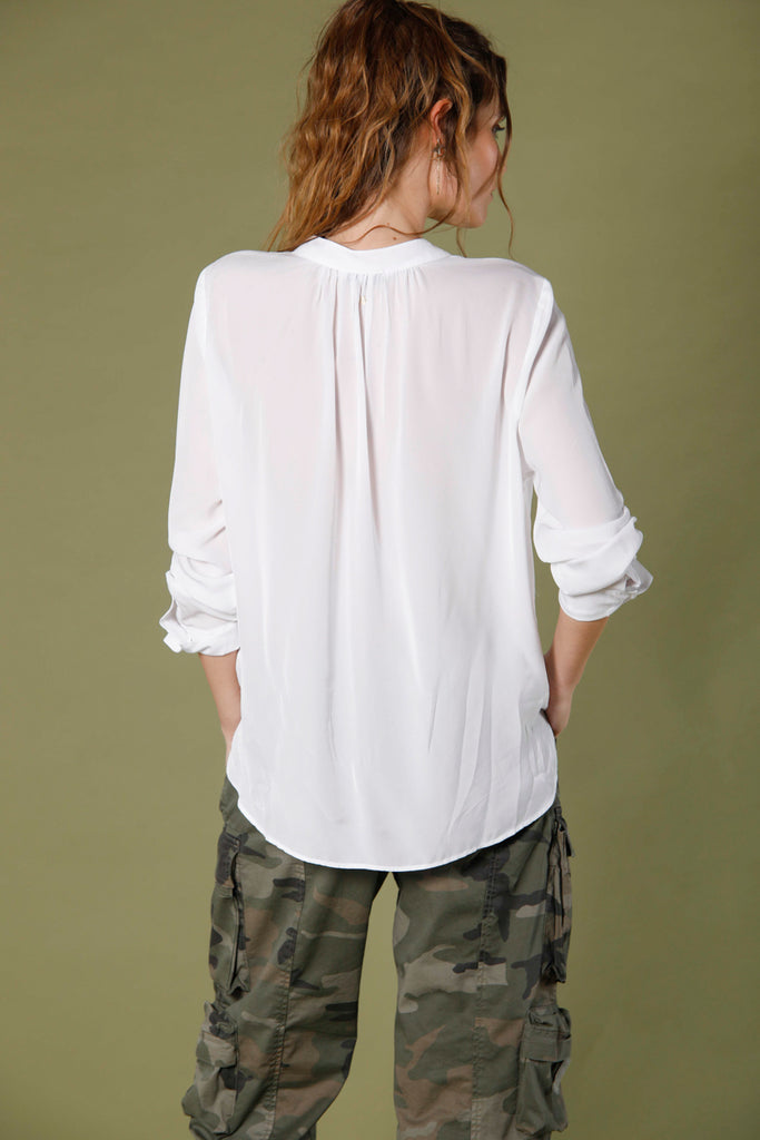 immagine 4 di camicia da donna a manica lunga in popeline modello Adele colore bianco di Mason's 