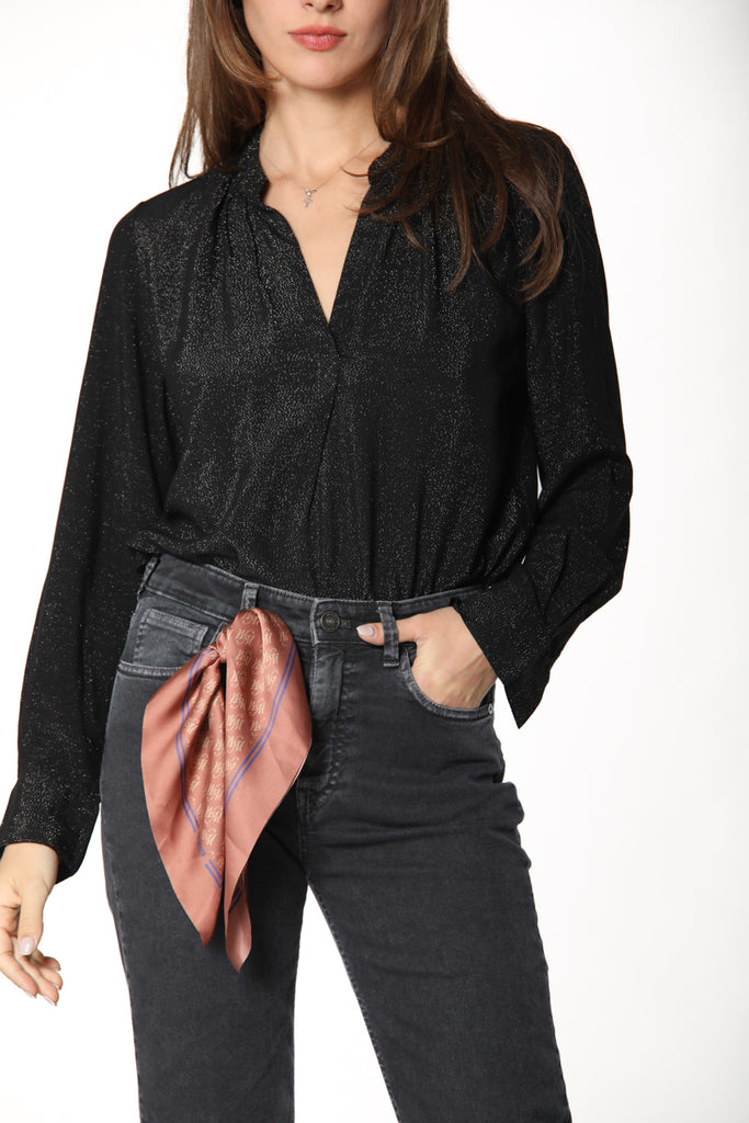 Immagine 1 di camicia da donna in viscosa lurex colore nero modello Adele di Mason's 