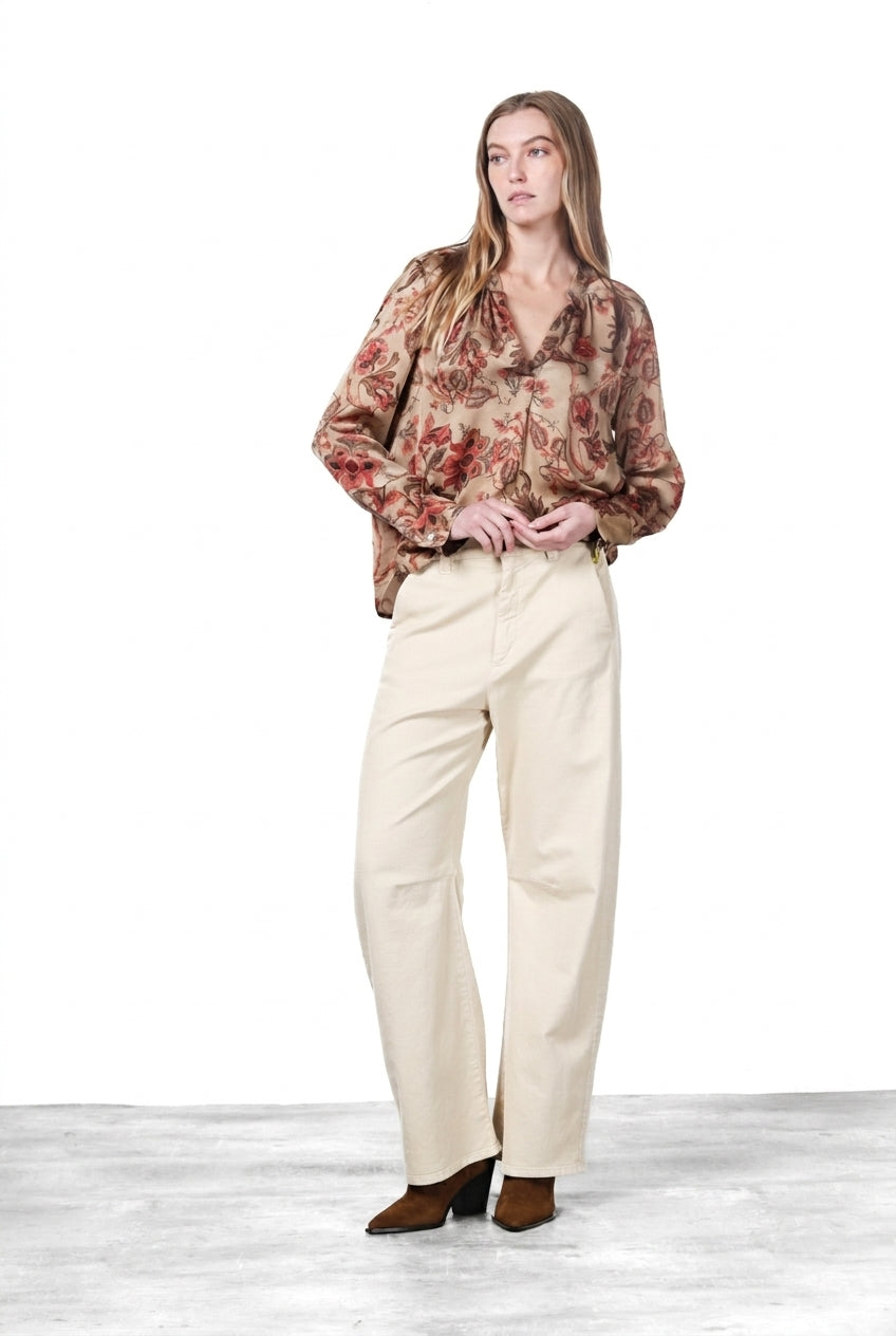 Adele camisa de mujer en viscosa fantasía flores grandes
