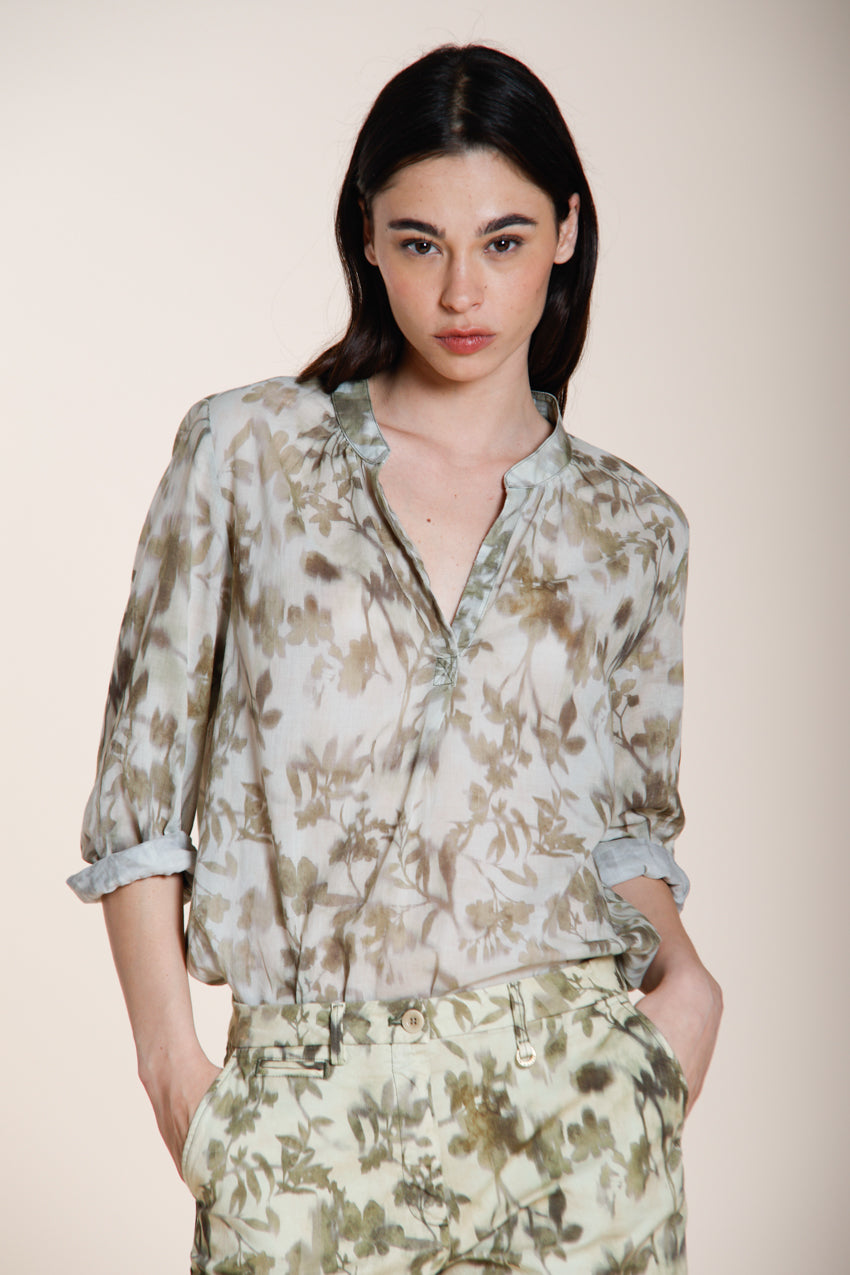 Adele camisa mujer manga larga en muselina de algodón estampado floral
