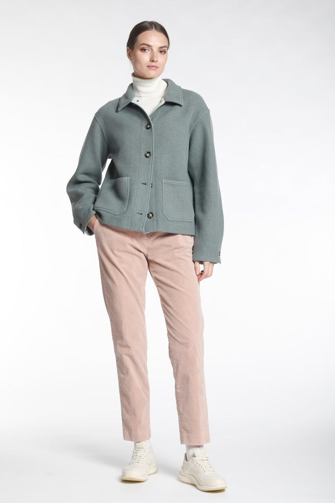 Immagine 3 di giacca da donna modello Irma in panno di lana colore verde acqua di Mason's 