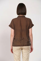 Natalie chemise femme à manches courtes en mousseline de coton et soie