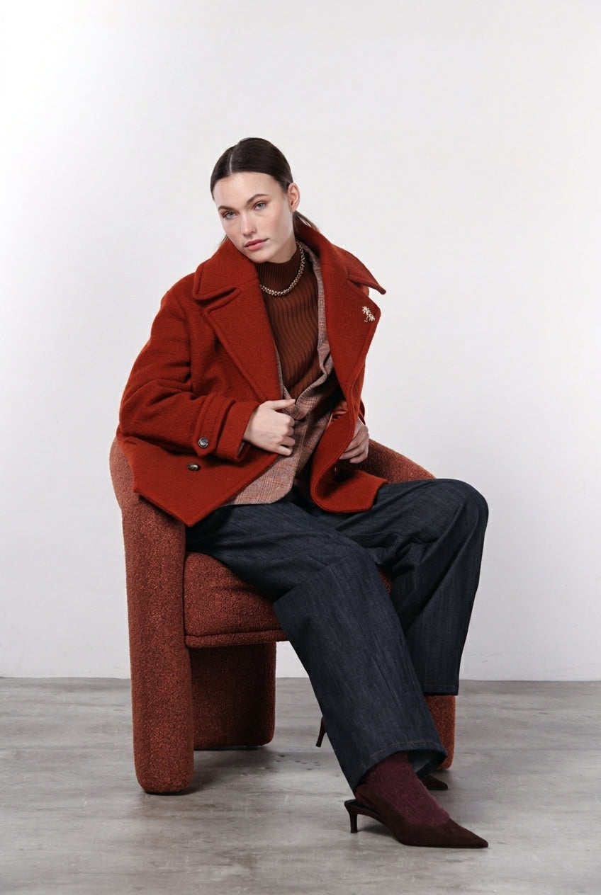 Manteau femme Leonie en bouclé de laine