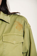 Florence New chaqueta mujer en twill ligero stretch bordado flores
