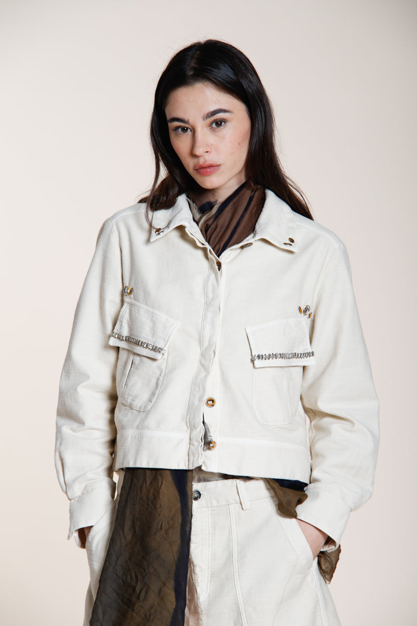 San Diego giacca donna in cotone fiammato con borchie