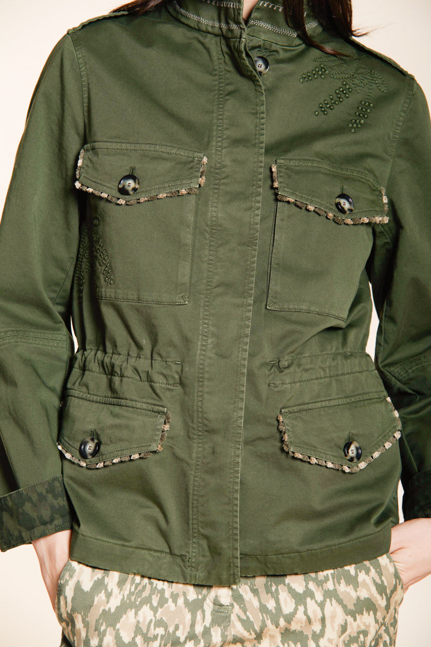 Eva giacca donna in twill ricamo fiori