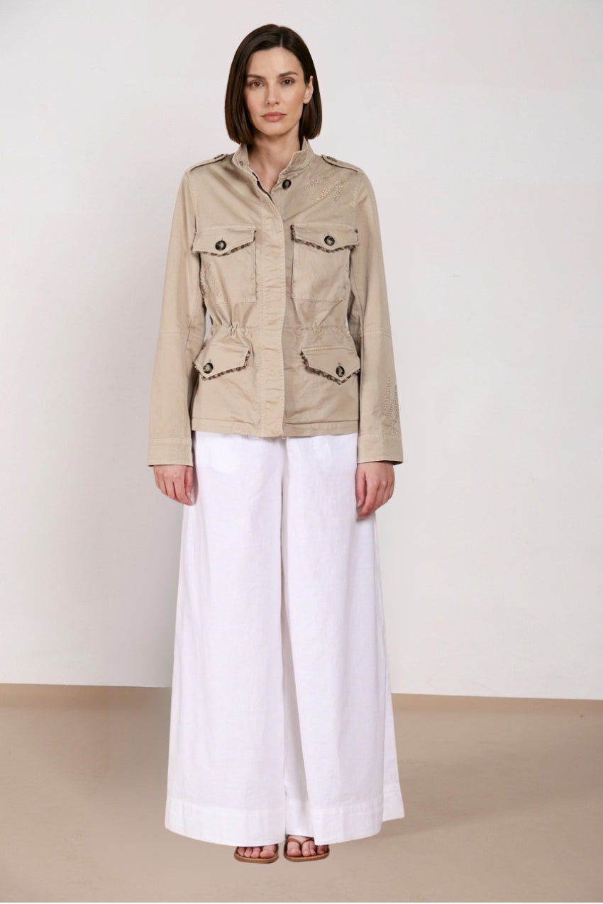 Eva giacca donna in twill ricamo fiori