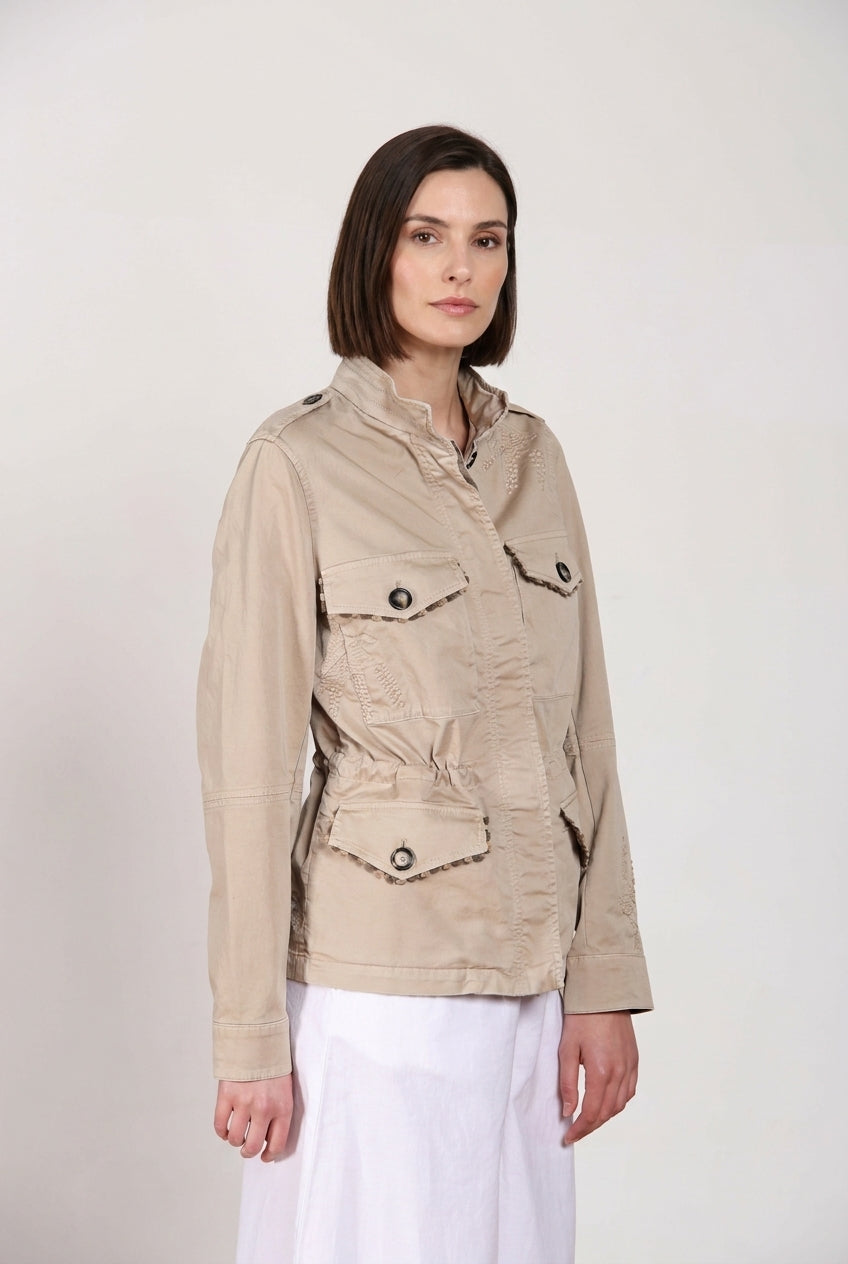 Eva giacca donna in twill ricamo fiori