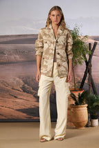 Santa Barbara giacca donna in twill stampa camouflage beige