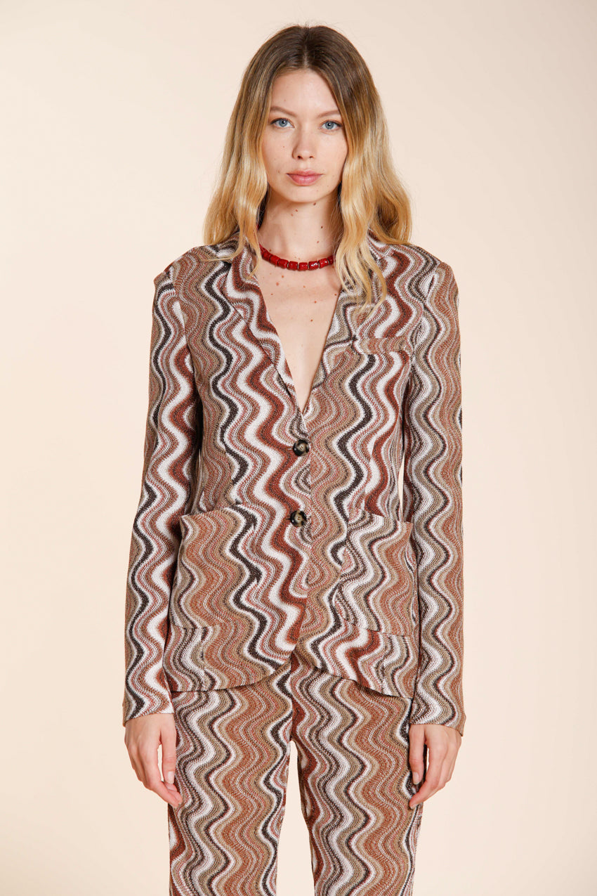 Helena Damen Blazer aus Strick Lurex Wellenmuster