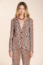 Helena Damen Blazer aus Strick Lurex Wellenmuster