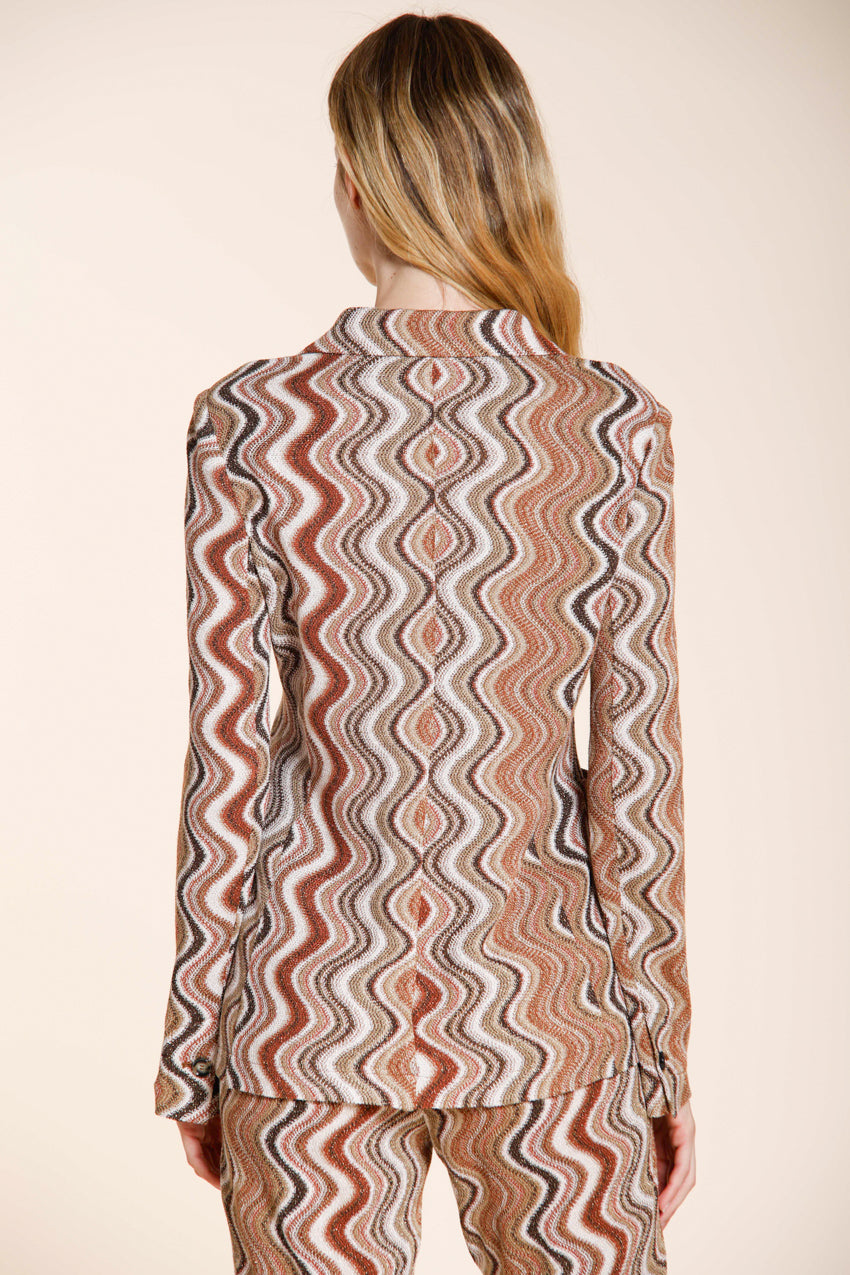 Helena Damen Blazer aus Strick Lurex Wellenmuster