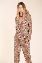 Helena Damen Blazer aus Strick Lurex Wellenmuster