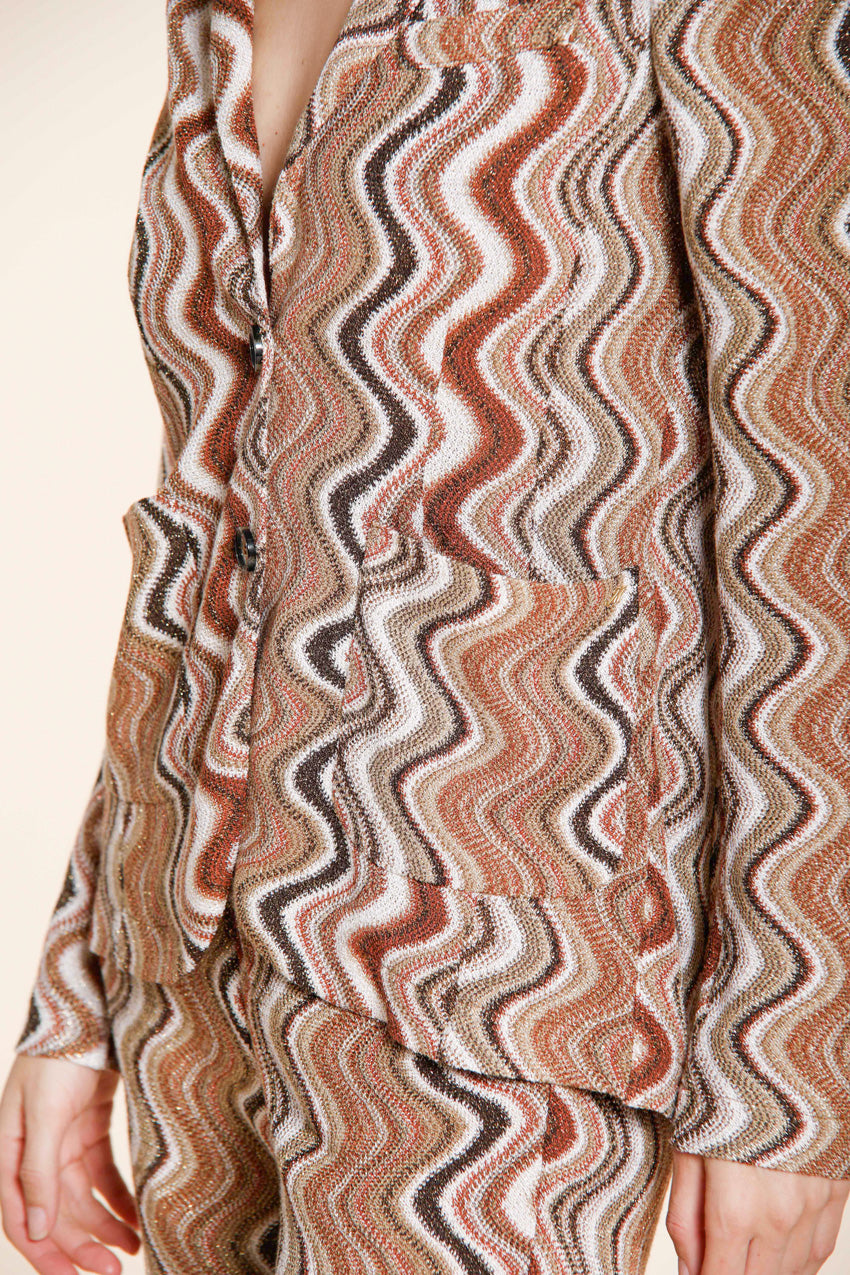 Helena Damen Blazer aus Strick Lurex Wellenmuster