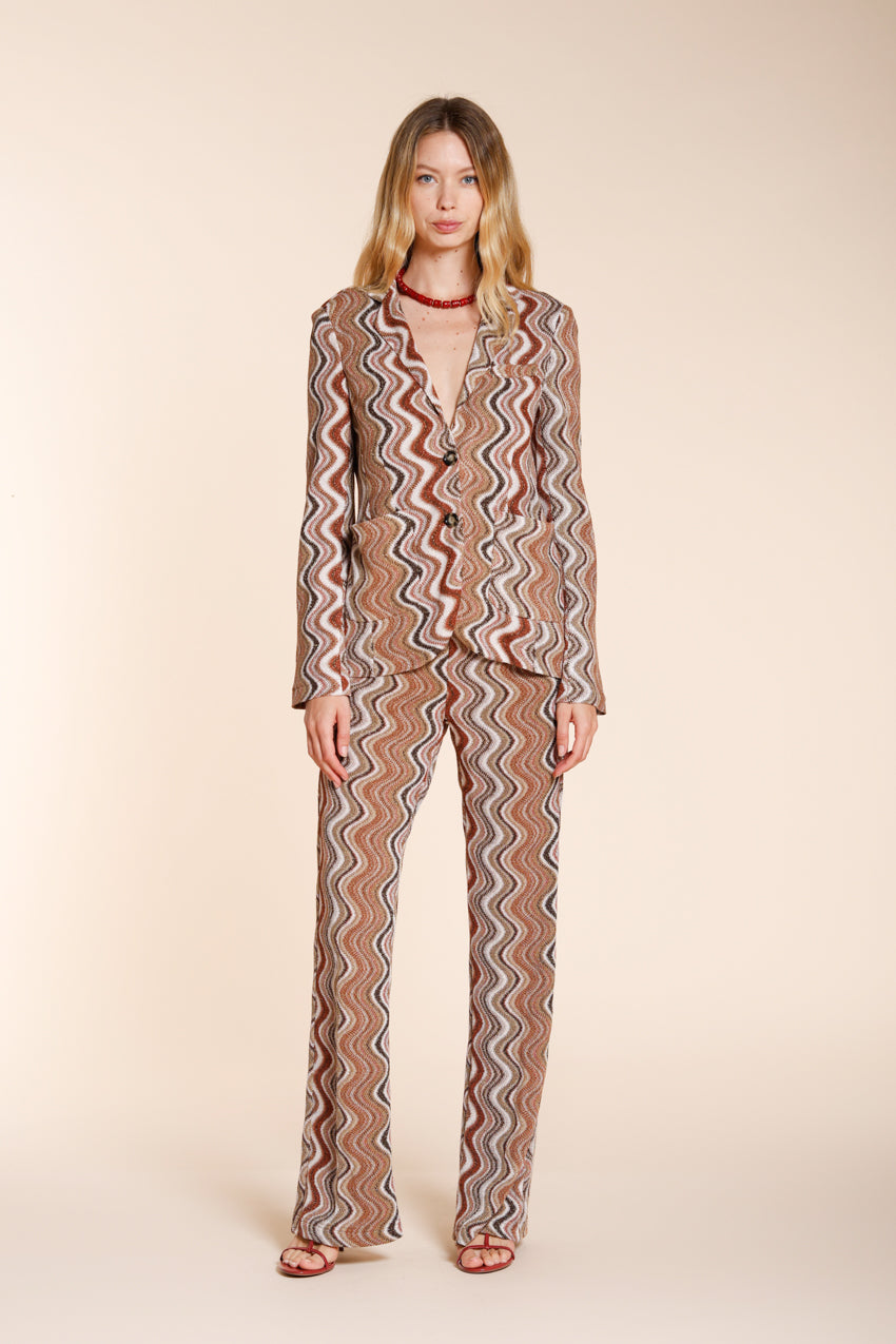 Helena Damen Blazer aus Strick Lurex Wellenmuster