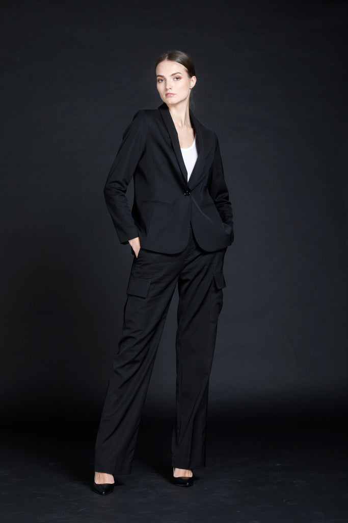 immagine 2 di blazer donna in raso stretch colore nero modello Smocking di Mason's 