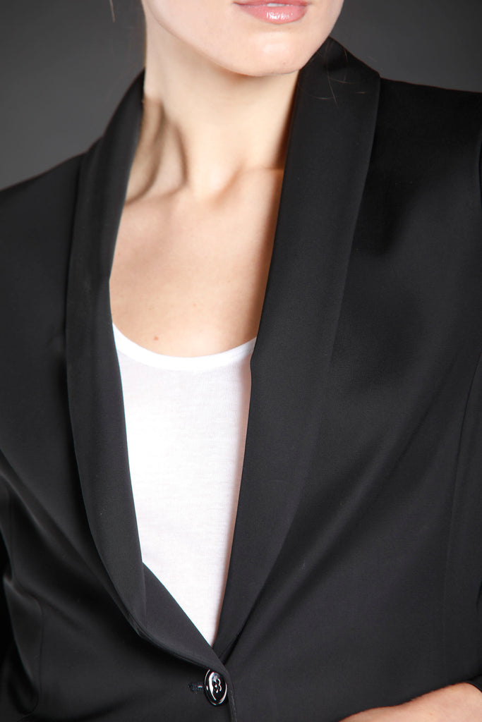 immagine 3 di blazer donna in raso stretch colore nero modello Smocking di Mason's 