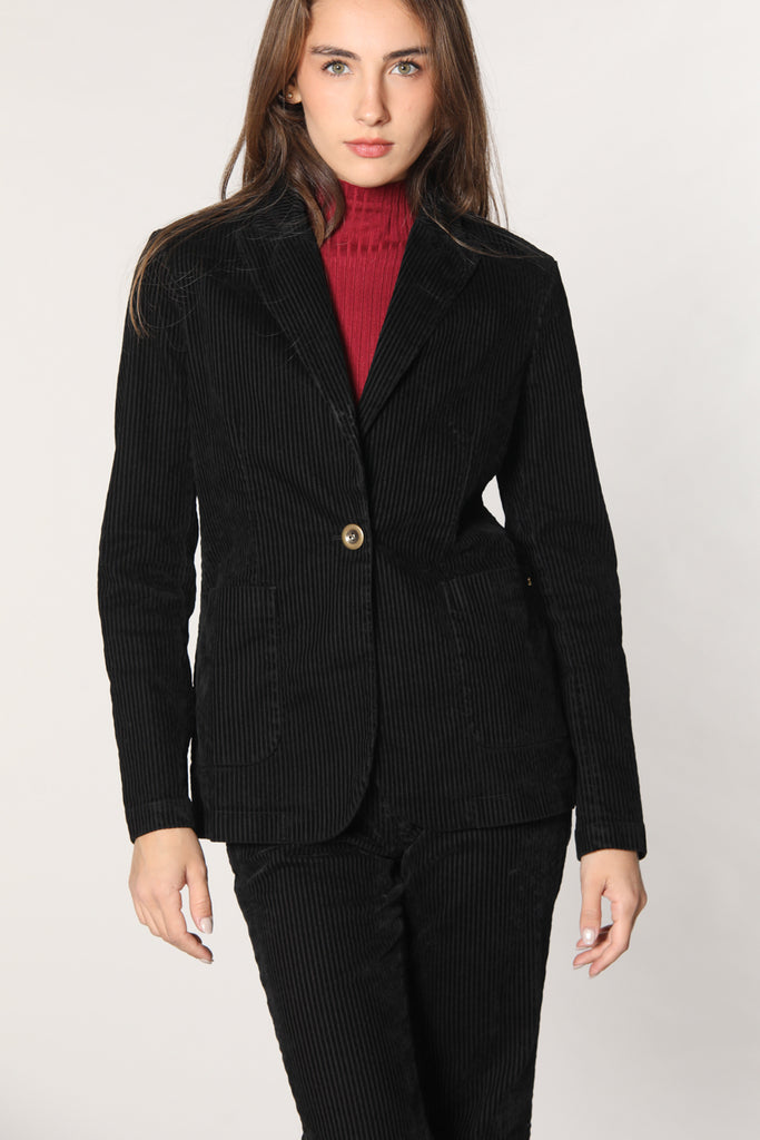 immagine 1 di blazer da donna in velluto a coste colore nero modello Theresa  di Mason's 