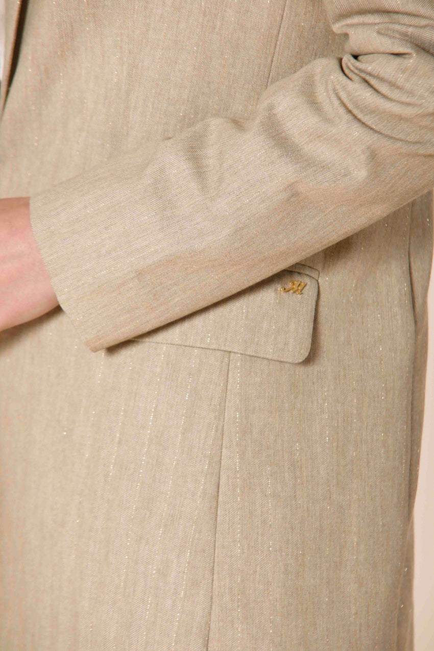 image 2 de blazer femme long  rayé lurex en toile modèle Irene en beige de mason's